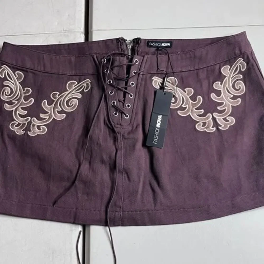 Fashion Nova Back In Nash Embroidered Micro Mini Skirt